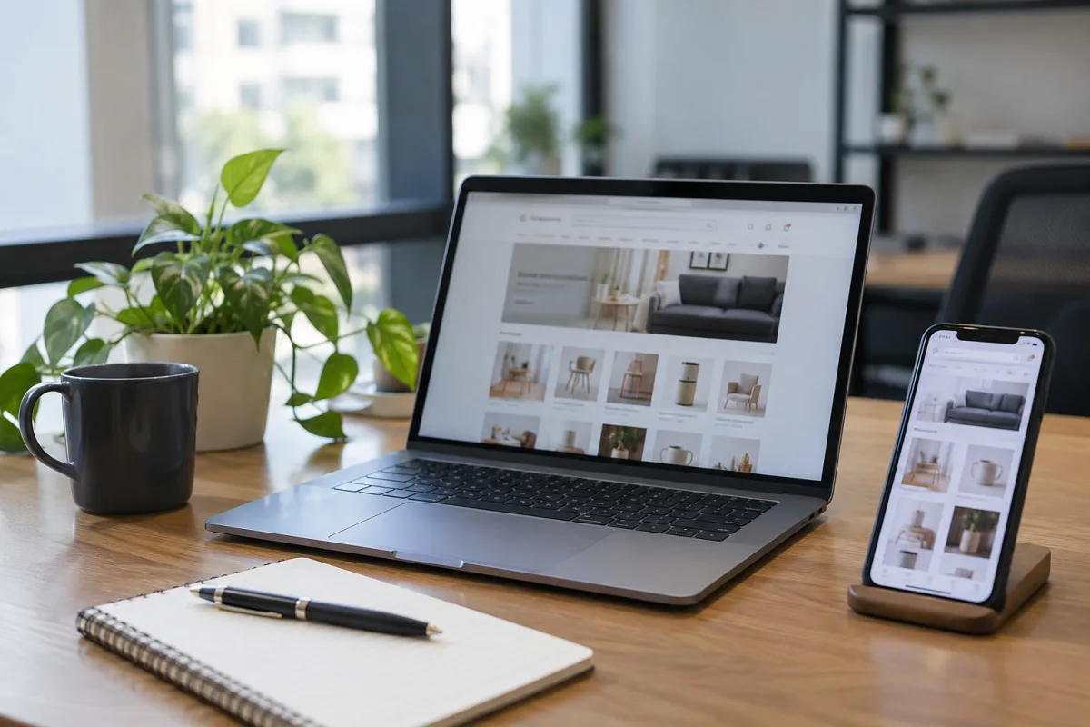 نمایش فروشگاه اینترنتی روی لپتاپ و گوشی
