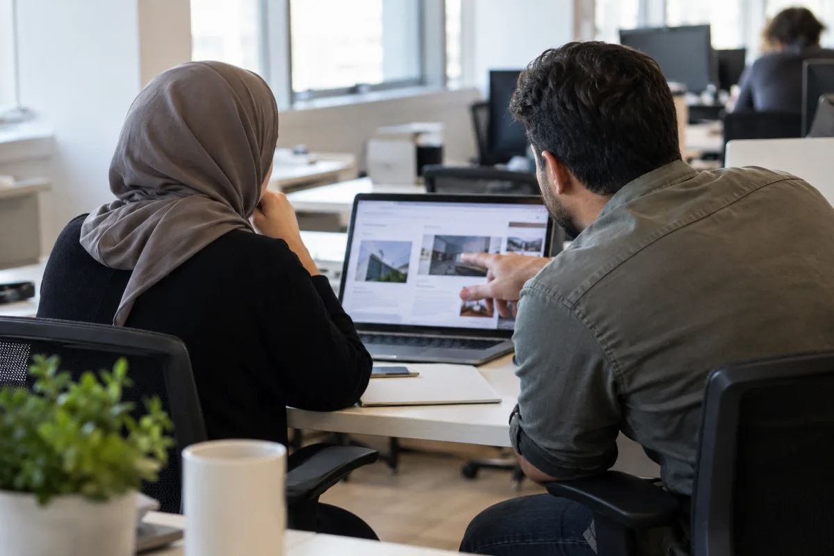 کارآموز در حال دریافت بازخورد کاری